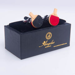 Colorful Mens Stainless Steel Table Tennis Cufflinks for Shirt with Box - Hand Crafted Perfect Gift