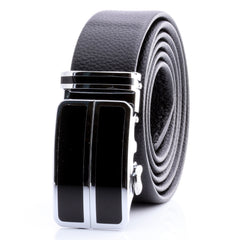 Men's Smart Ratchet No Holes Automatic Buckle Belt in Silver & Black Color
