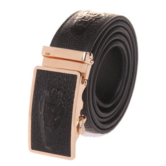 Men's Smart Ratchet No Holes Automatic Buckle Belt in Black & Gold Color