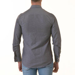 Bluish Slim Fit French Cuff Shirt for Men - Long Sleeve (Floral Design Inside)