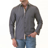 Bluish Slim Fit French Cuff Shirt for Men - Long Sleeve (Floral Design Inside)