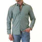 Green French Cuff Shirt for Men - Slim Fit, Cotton (Emerald Green Design Inside)
