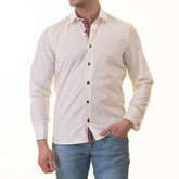 White French Cuff Shirt for Men - Slim Fit Cotton Shirts (Red Floral Inside)