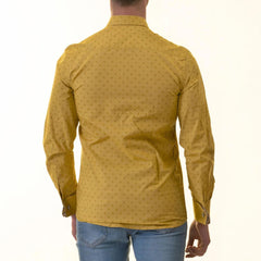 Paisley French Cuff Shirt - Slim Fit Long-Sleeved Shirt (Mustard Printed Inside)