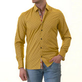 Paisley French Cuff Shirt - Slim Fit Long-Sleeved Shirt (Mustard Printed Inside)