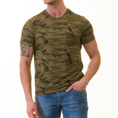 Army Camouflage T-Shirt - Crew Neck Short Sleeve T-Shirt Premium Cotton
