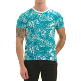 Blue Leaves Printed Premium T-Shirt for Men - European Made Crew Neck