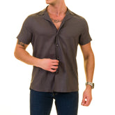 Men’s Solid Gray Hawaiian Summer Shirt – European Made & Designed