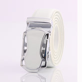 Men's Smart Ratchet No Holes Automatic Buckle Belt in White Color - Amedeo Exclusive