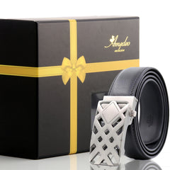 Men's Smart Ratchet No Holes Automatic Buckle Belt in Silver Color - Amedeo Exclusive