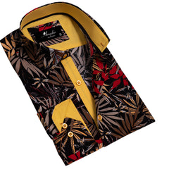 Floral Mens Slim Fit Designer Dress Shirt - tailored Cotton Shirts for Work and Casual Wear