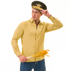 Mustard Luxury Men's European-Made Tailored Fit Linen Button-Up Shirt