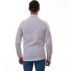 Gray Luxury Men's Linen Button-Up Shirt - Tailored Fit, European Made