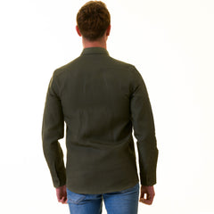 Men's Khaki Linen Shirt - Luxury Tailor Fit European Made Button-Up