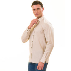 Men’s Beige Linen Shirt - Luxury Tailor Fit European Made Button-Up