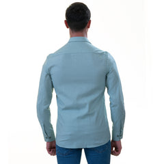 Men’s Blue Linen Shirt - Luxury Tailor Fit European Made Button-Up