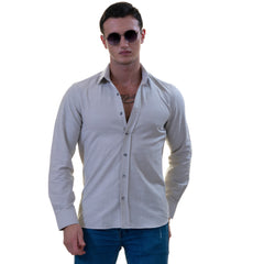 Men’s Light Gray Linen Shirt - Luxury Tailor Fit European Made Button-Up