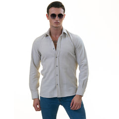 Men’s Light Gray Linen Shirt - Luxury Tailor Fit European Made Button-Up