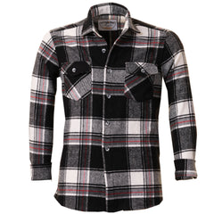Black & White Check Mens Dress Shirt - Slim Fit Cotton Shirts for Men