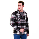 Black & White Check Mens Dress Shirt - Slim Fit Cotton Shirts for Men