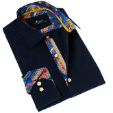 Black Inside Purple Men's Slim Fit Designer French Cuff Shirt - Tailored Cotton