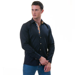 Black Inside Purple Men's Slim Fit Designer French Cuff Shirt - Tailored Cotton