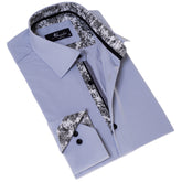 Gray Inside Floral Men's Slim Fit Designer Dress Shirt - Tailored Cotton