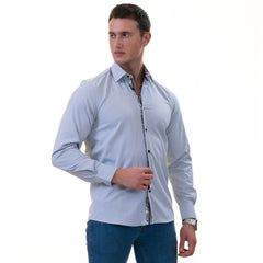 Gray Inside Floral Men's Slim Fit Designer Dress Shirt - Tailored Cotton