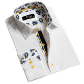 White Mens Slim Fit Designer Dress Shirt - Tailored Cotton Shirts For Work And Casual