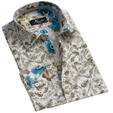 Colorful White Green Mens Slim Fit Designer Dress Shirt - tailored Cotton Shirts for Work and Casual Wear - Amedeo Exclusive