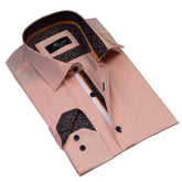 Light Orange Mens Slim Fit Designer Dress Shirt - tailored Cotton Shirts for Work and Casual Wear - Amedeo Exclusive