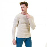 Off White European Wool Luxury Zippered With Sweater Jacket Warm Winter Tailor Fit