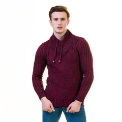 Maroon Hoodie European Wool Luxury Zippered With Sweater Jacket Warm Winter Tailor Fit