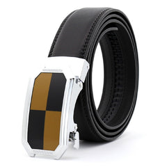 Men's Black Belt Brown Black Buckle Standard Leather - Amedeo Exclusive