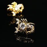 Mens Stainless Steel Gold Big Diamond Scorpions Cufflinks for Shirt with Box - Hand Crafted - Amedeo Exclusive
