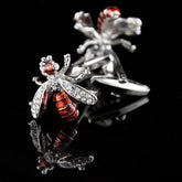 Men's Stainless Steel Orange Diamond Flies Cufflinks with Box - Amedeo Exclusive