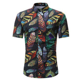 Men's Button down Tailor Fit Soft 100% Cotton Short Sleeve Dress Shirt Black Multi Color check casual And Formal - Amedeo Exclusive