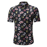 Black Cards check Mens Short Sleeve Button up Shirts - Tailored Slim Fit Cotton Dress Shirts - Amedeo Exclusive