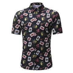 Black Cards check Mens Short Sleeve Button up Shirts - Tailored Slim Fit Cotton Dress Shirts - Amedeo Exclusive