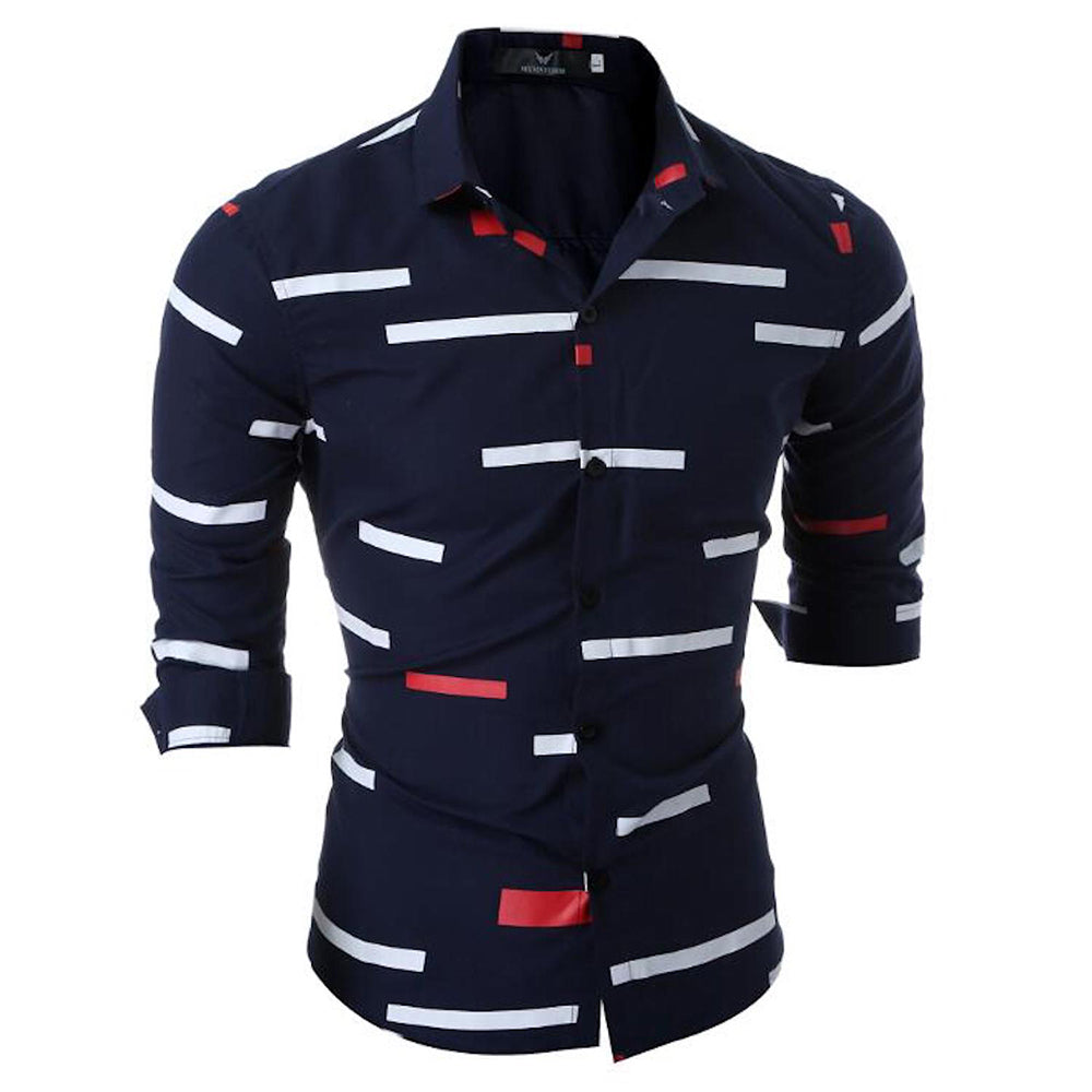 Men's Button down Tailor Fit Soft 100% Cotton Short Sleeve Dress Shirt Navy Blue casual And Formal - Amedeo Exclusive