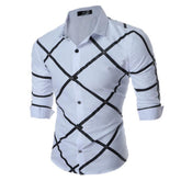 Men's Button down Tailor Fit Soft 100% Cotton Short Sleeve Dress Shirt White Check casual And Formal - Amedeo Exclusive