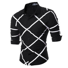 Men's Button down Tailor Fit Soft 100% Cotton Short Sleeve Dress Shirt Black Check casual And Formal - Amedeo Exclusive