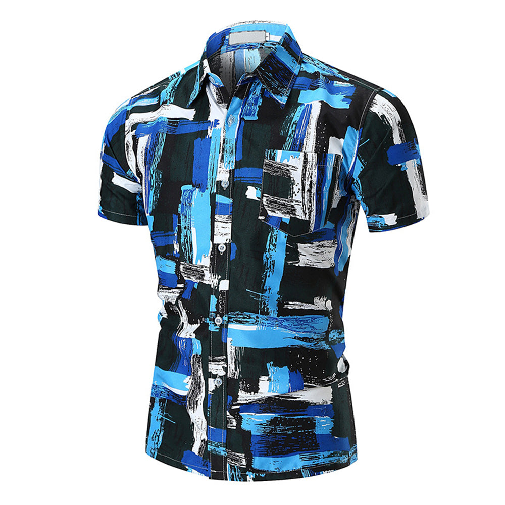 Men's Button down Tailor Fit Soft 100% Cotton Short Sleeve Dress Shirt Turquoise Blue, Black, White casual And Formal - Amedeo Exclusive