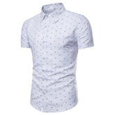 Men's Button down Tailor Fit Soft 100% Cotton Short Sleeve Dress Shirt White casual And Formal - Amedeo Exclusive