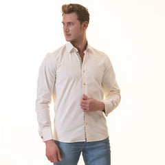 White French Cuff Shirt for Men- Slim Fit, Cotton Shirt (Floral Design Inside)