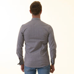 Black Checkered French Cuff T-Shirt - Men’s Long Sleeve Slim Fit Cotton T-Shirt