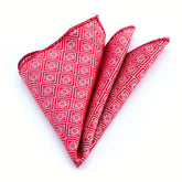 Men's Red White Snowflakes Pocket Square Hanky Handkerchief - Amedeo Exclusive