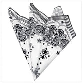 Men's White Black Paisley Pocket Square Hanky Handkerchief - Amedeo Exclusive