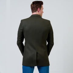 Men's European Green Wool Coat Jacket Tailor fit Fine Luxury Quality Work and Casual