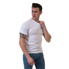 White Crew Neck Short Sleeve T-Shirts - European Made T-Shirt - Premium Cotton